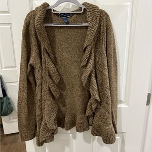 Karen Scott Tan Ruffled Cardigan